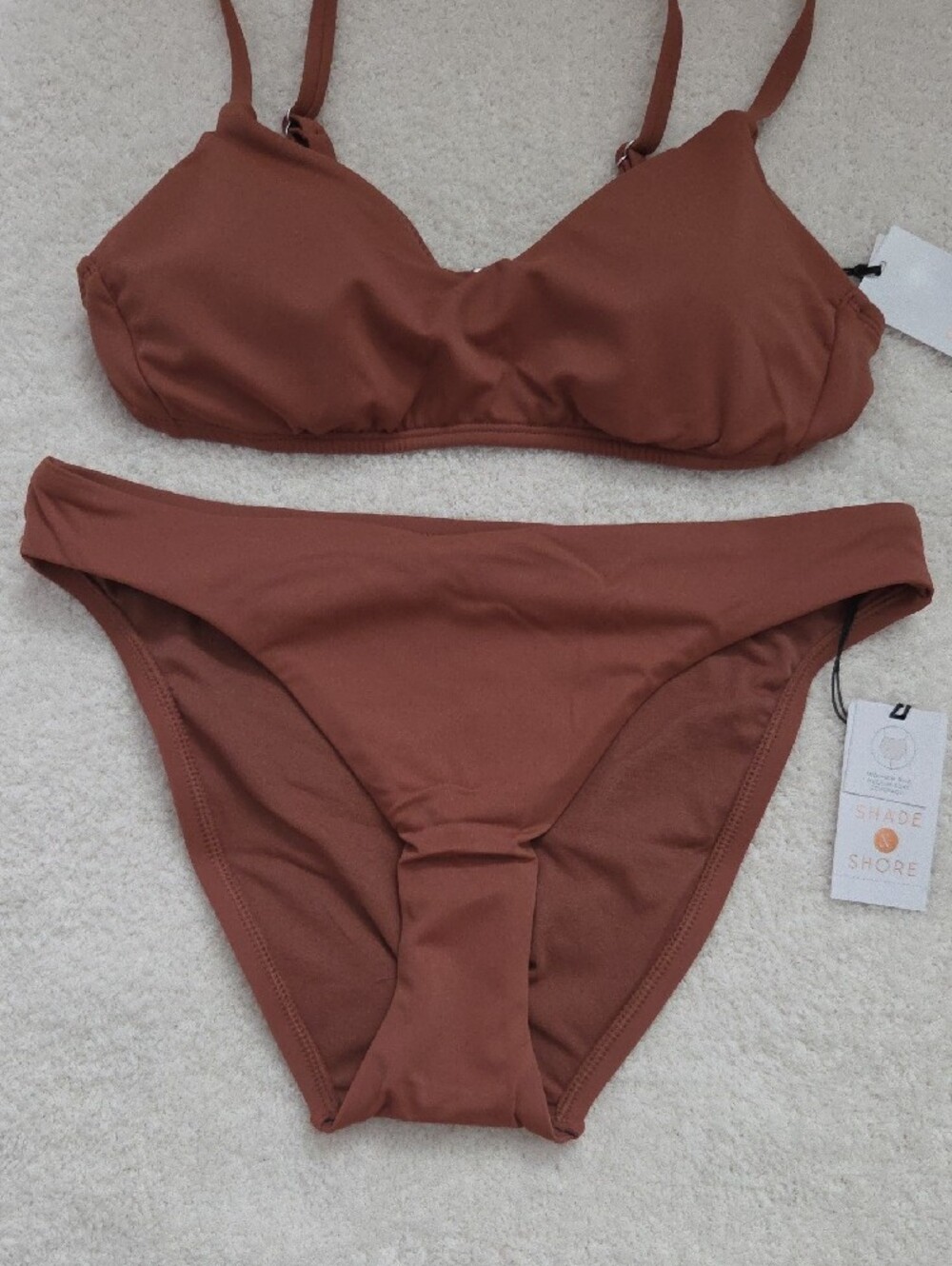 NWT Shade & Shore Mauve Brown Two-Piece Bikini - Picture 3 of 5